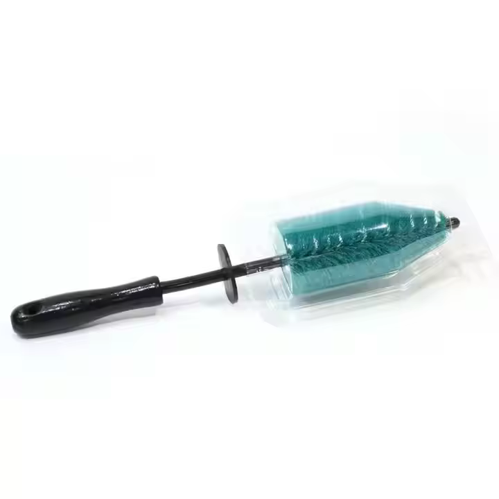 15 Inch Green Soft PP Bristles Car Detailing Wheel Tire Hub Brush Plastic Cleaning Brush for Car Washers
