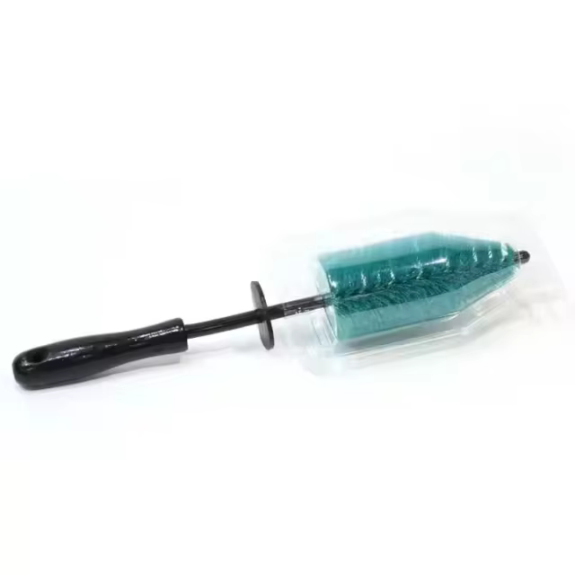 15 Inch Green Soft PP Bristles Car Detailing Wheel Tire Hub Brush Plastic Cleaning Brush for Car Washers