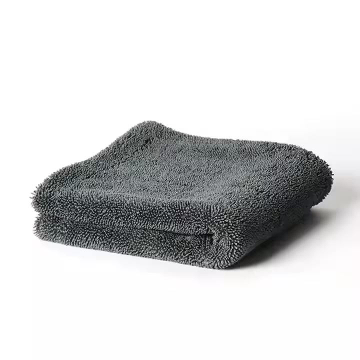 Gray 1200 Gsm 36x36 cm Drying Cloth Car Microfiber Twisted Towel