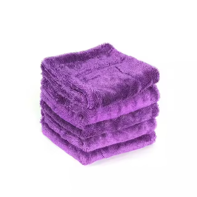 Purple 1200gsm Polyester Microfiber Drying Towel 38*38cm Car Cleaning Car Wash Towel