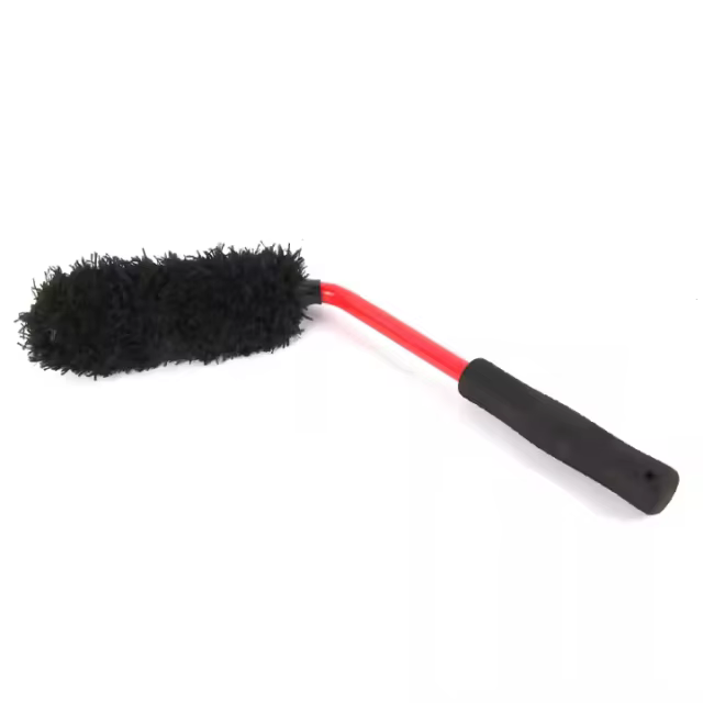 2-Piece Set Soft Microfiber Bending Car Tire Wheel Hub Detailing Brush Plastic and EVA Material for Auto Care Washing Cleaning