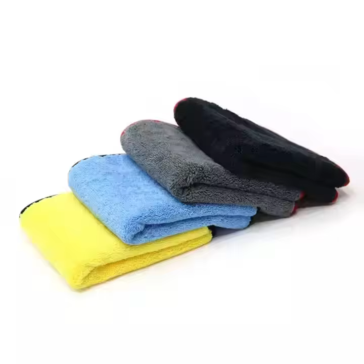 Professional Dual Action Long Short Side Car Polishing Towel Black/Gray/Yellow/Blue-for Drying Car Wash Towel