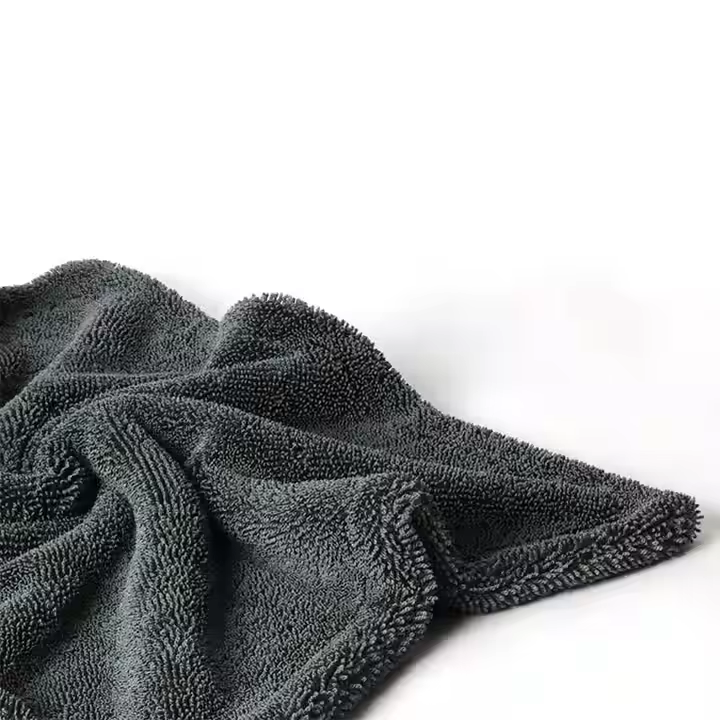 Gray 1200 Gsm 36x36 cm Drying Cloth Car Microfiber Twisted Towel