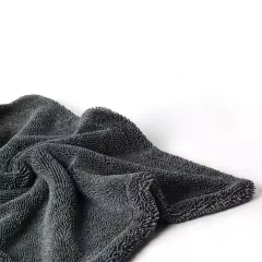 Gray 1200 Gsm 36x36 cm Drying Cloth Car Microfiber Twisted Towel