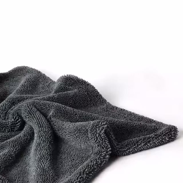 Gray 1200 Gsm 36x36 cm Drying Cloth Car Microfiber Twisted Towel