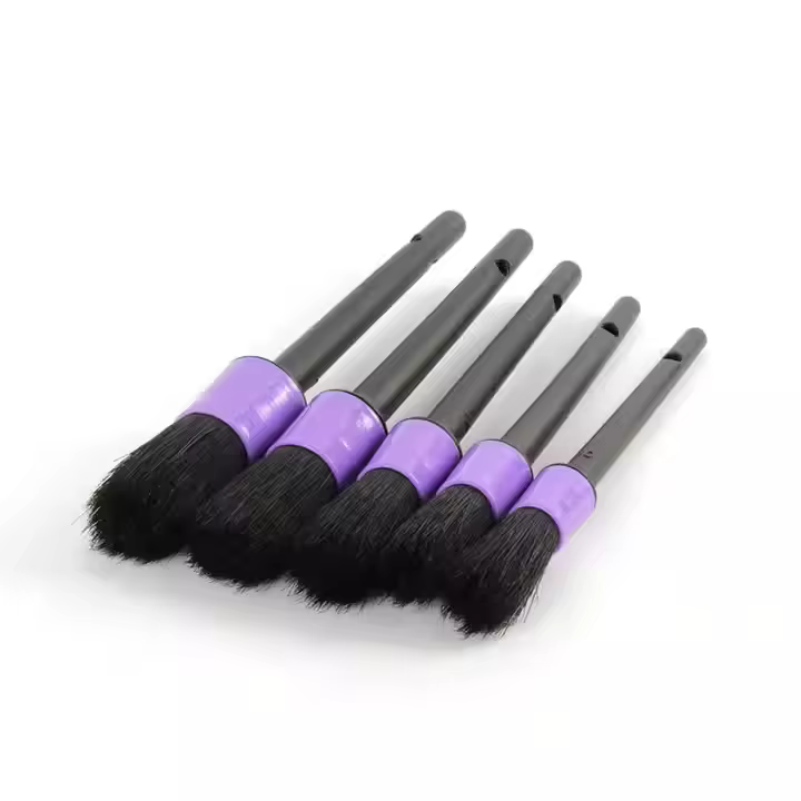 5 Pcs Set Soft Boar Bristles Car Detailing Brush Plastic Cleaning Brush for Car Care and Wash Usage
