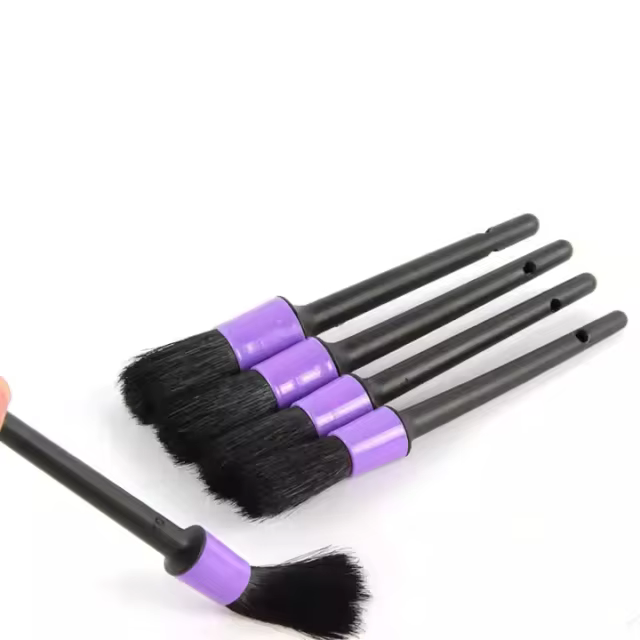 5 Pcs Set Soft Boar Bristles Car Detailing Brush Plastic Cleaning Brush for Car Care and Wash Usage