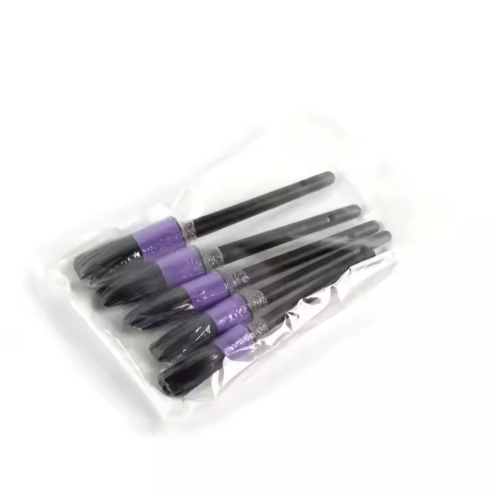 5 Pcs Set Soft Boar Bristles Car Detailing Brush Plastic Cleaning Brush for Car Care and Wash Usage