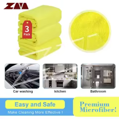 Microfiber Cleaning Cloths Car Interior Exterior Highly Absorbent Car Wash Rags Lint Free Cleaning Rag 16"x16" Yellow