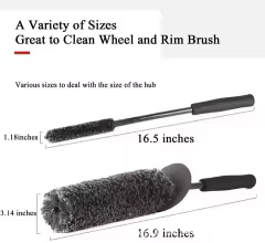 Amazon Hot Sale Wool Fiber Stick Brush Soft Car Gap Cleaning Wheel Brush in Large Medium Small Sizes