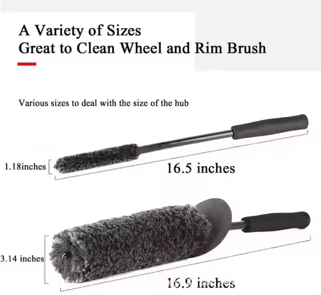 Amazon Hot Sale Wool Fiber Stick Brush Soft Car Gap Cleaning Wheel Brush in Large Medium Small Sizes