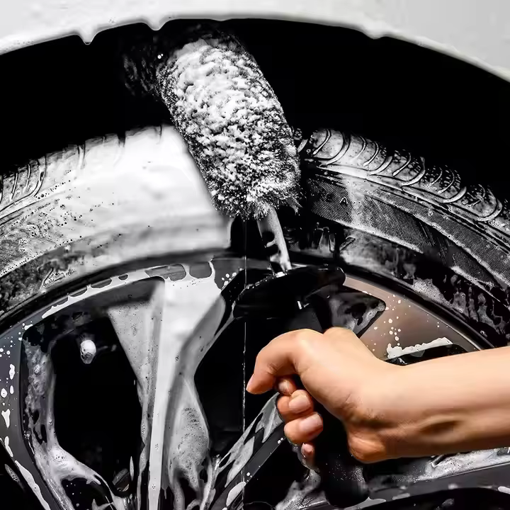 Amazon Hot Sale Wool Fiber Stick Brush Soft Car Gap Cleaning Wheel Brush in Large Medium Small Sizes