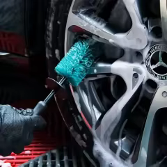 15 Inch Green Soft PP Bristles Car Detailing Wheel Tire Hub Brush Plastic Cleaning Brush for Car Washers