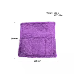 Purple 1200gsm Polyester Microfiber Drying Towel 38*38cm Car Cleaning Car Wash Towel