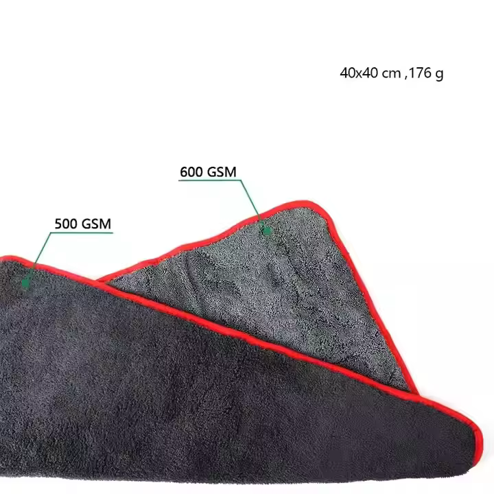 1100 Gsm Double-Sided Microfiber Drying Towel 40*40 Cm for Car Care and Cleaning Made From Coral Fleece Fiber