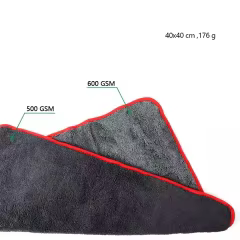 1100 Gsm Double-Sided Microfiber Drying Towel 40*40 Cm for Car Care and Cleaning Made From Coral Fleece Fiber