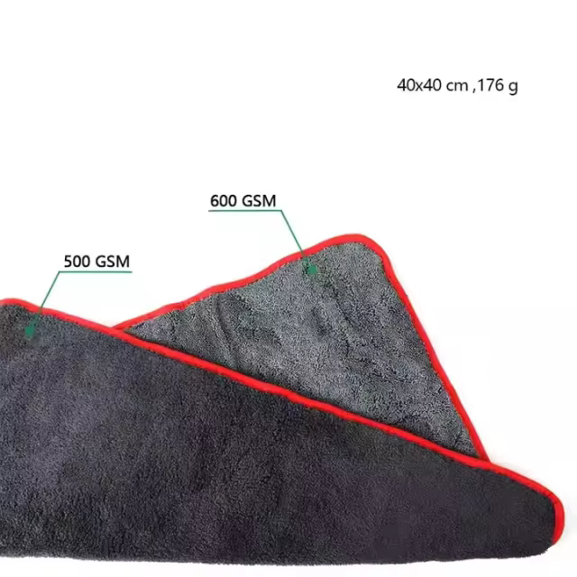 1100 Gsm Double-Sided Microfiber Drying Towel 40*40 Cm for Car Care and Cleaning Made From Coral Fleece Fiber