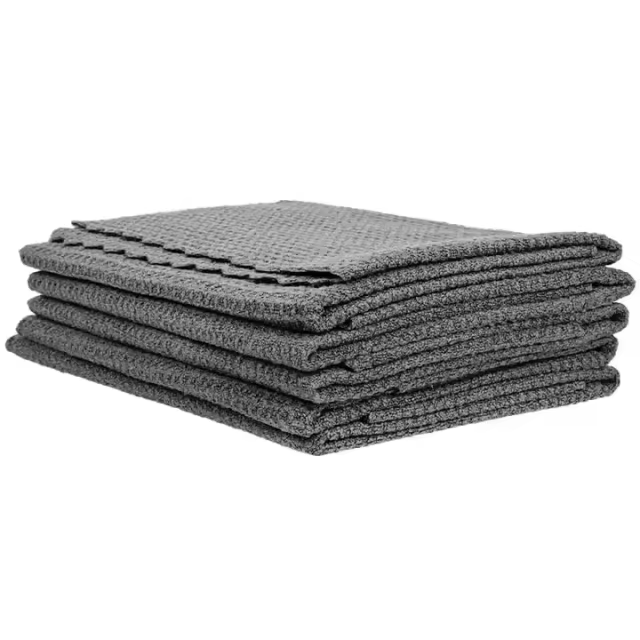 Gray 40*40 cm Microfibre Drying Towel Quick Dry Car Polishing and Cleaning Towel 500gsm Car Wash Towel with Print Logo