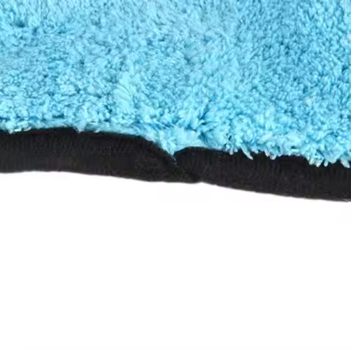Blue 1200 Gsm Black Edge Microfiber Drying Towel Car Care Car Wash Towel Lightweight Polyester 500gsm Weight