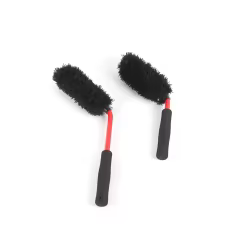 2-Piece Set Soft Microfiber Bending Car Tire Wheel Hub Detailing Brush Plastic and EVA Material for Auto Care Washing Cleaning