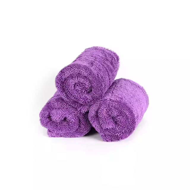 Purple 1200gsm Polyester Microfiber Drying Towel 38*38cm Car Cleaning Car Wash Towel