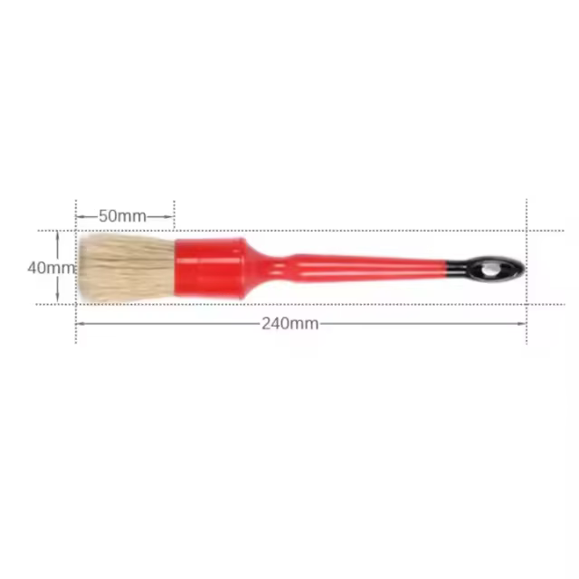 100% Boar Bristles Hair Car Cleaning Detailing Brush Red Colors Plastic Material for Car Care and Dust Removal