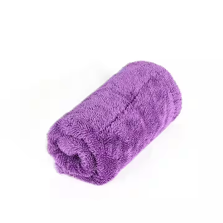 Purple 1200gsm Polyester Microfiber Drying Towel 38*38cm Car Cleaning Car Wash Towel