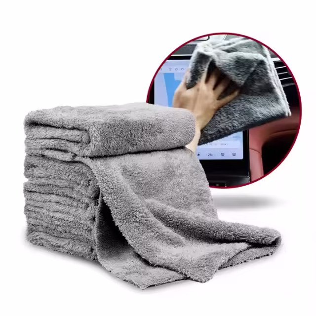 16\"x16\" Highly Absorbent Grey Microfiber Car Wash Towel Lint-Free Cleaning Cloths for Car Washing