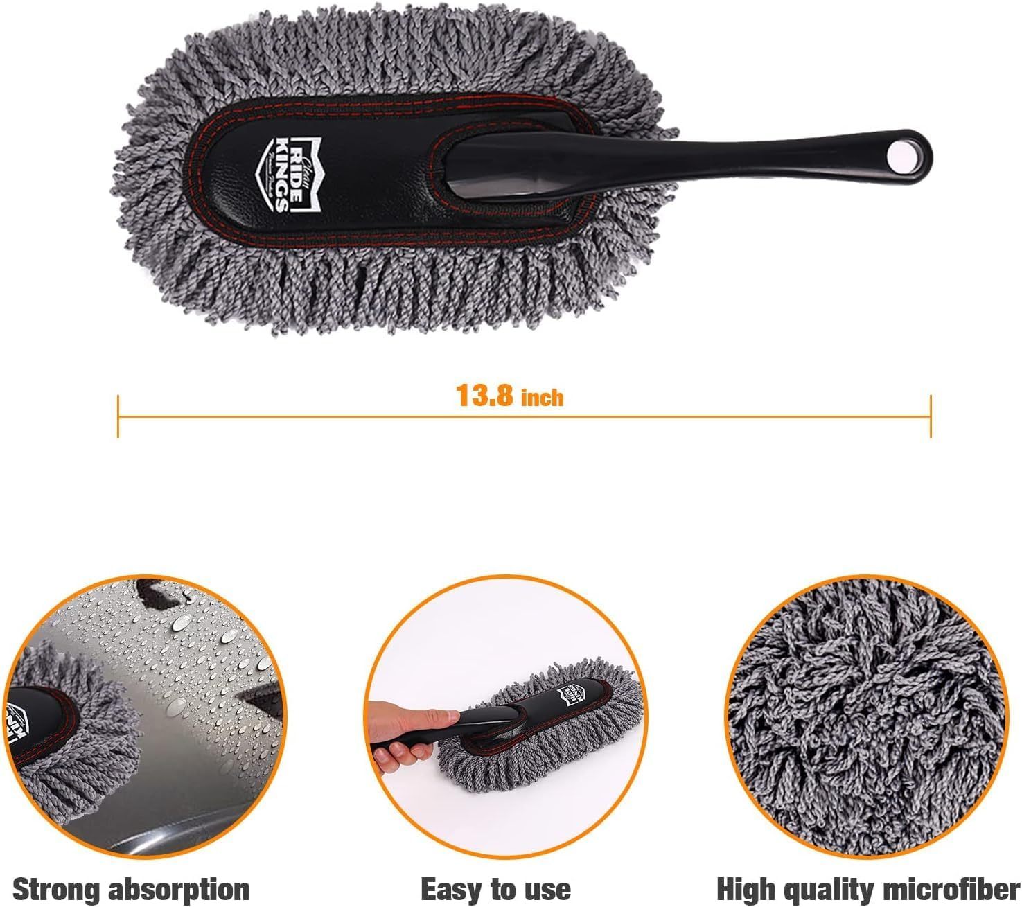 Microfiber Duster, Car Duster Kit,Interior & Exterior Cleaning Tools,Dashboard Detailing Brush,Scratch Lint Free,Pollen Removing,Extendable Handle,Truck,SUV,RV,Set of 2