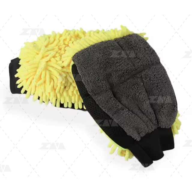 Yellow Double Side Car Cleaning Washing Mitt Gloves for Car Care