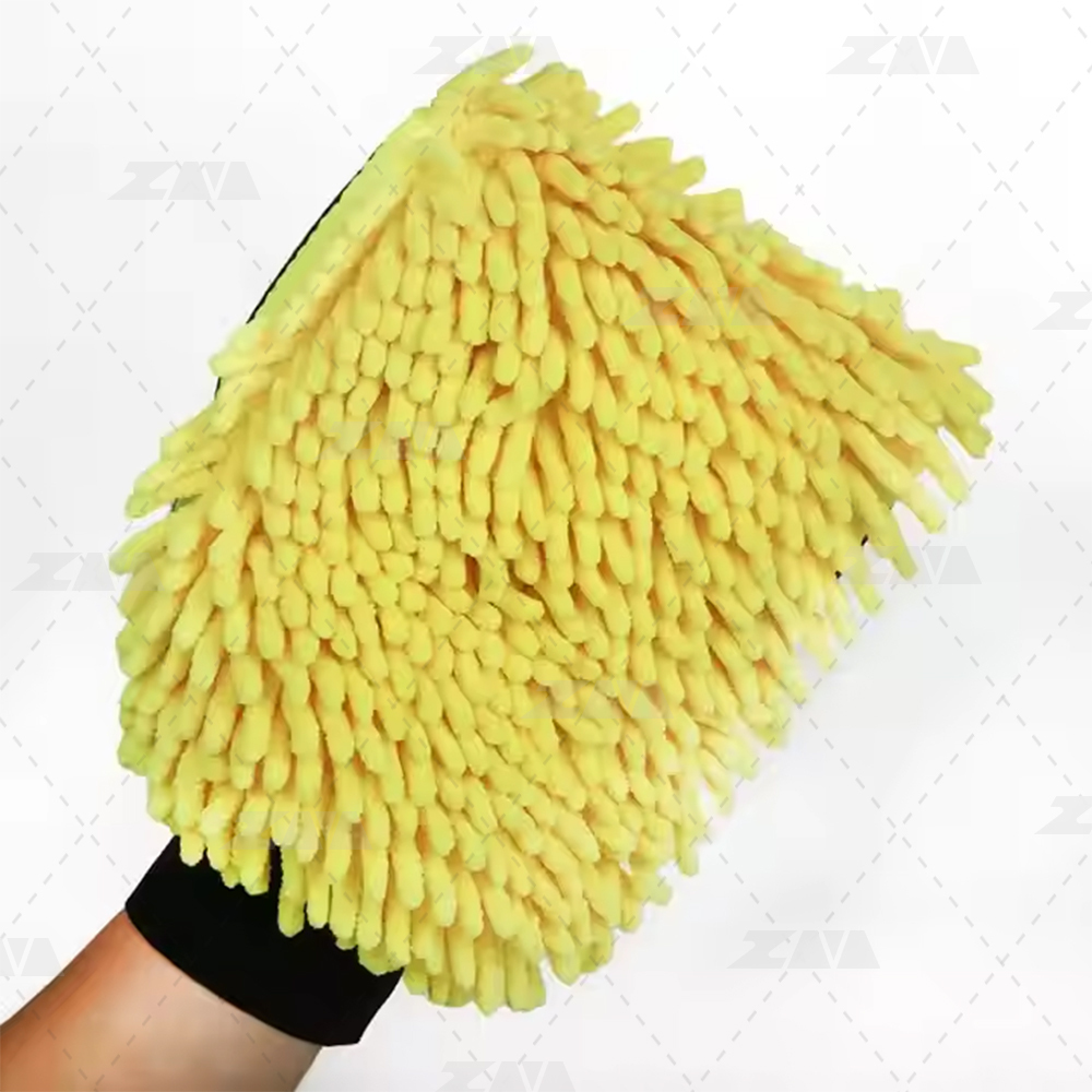 Yellow Double Side Car Cleaning Washing Mitt Gloves for Car Care