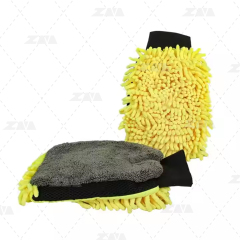 Yellow Double Side Car Cleaning Washing Mitt Gloves for Car Care