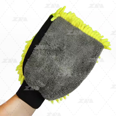 Yellow Double Side Car Cleaning Washing Mitt Gloves for Car Care