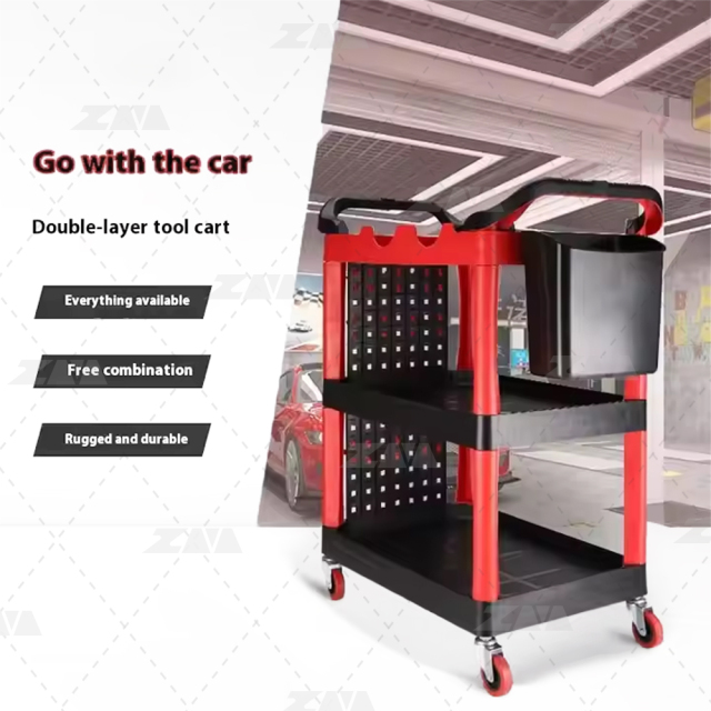 Customizable Factory Trolley Detail Cart for Car Wash Cost-Effective Tool Storage Cart for Car Detailing Tools