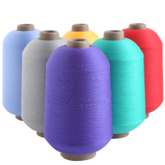 Polyester stretch yarn dyed polyester imitation nylon yarn 30d-450d