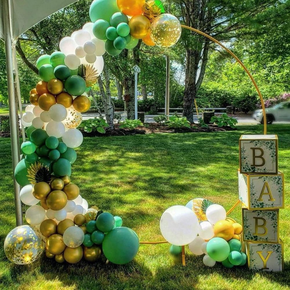 LANGXUN Large Size 5ft Gold Metal Round Balloon Arch kit Decoration, for Wedding Birthday Party Decoration, Graduation Decorations and Baby Shower Photo Background