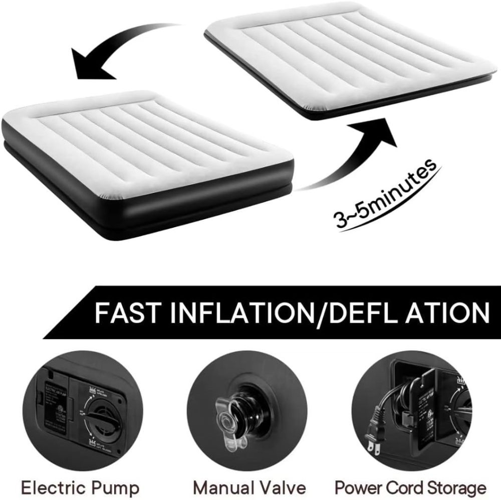 RINIUL Airbeds Inflatable beds Simple Inflatable beds Outdoor Camping Tent Folding Portable Inflatable beds - Queen Size