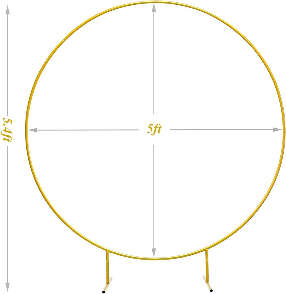LANGXUN Large Size 5ft Gold Metal Round Balloon Arch kit Decoration, for Wedding Birthday Party Decoration, Graduation Decorations and Baby Shower Photo Background