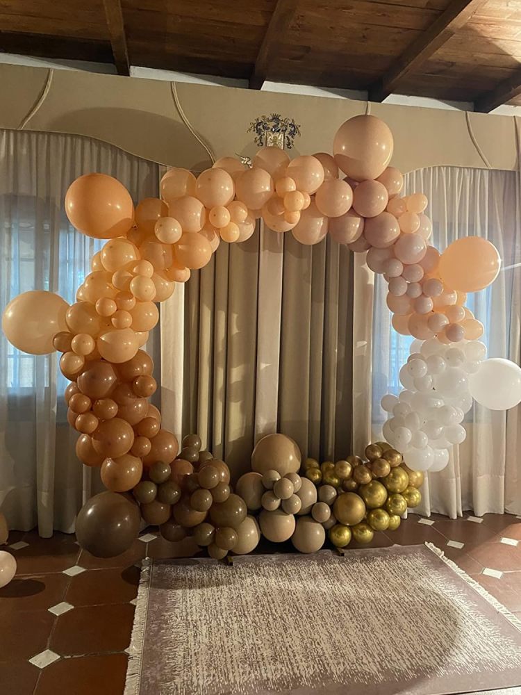 LANGXUN Large Size 5ft Gold Metal Round Balloon Arch kit Decoration, for Wedding Birthday Party Decoration, Graduation Decorations and Baby Shower Photo Background