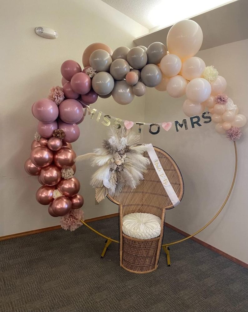 LANGXUN Large Size 5ft Gold Metal Round Balloon Arch kit Decoration, for Wedding Birthday Party Decoration, Graduation Decorations and Baby Shower Photo Background
