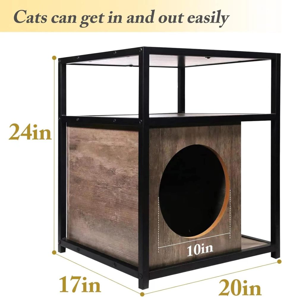 Sabri shopee Cat House with End Table Nightstand Cat Washroom Litter Storage Cat House End Table Cat Home Nightstand