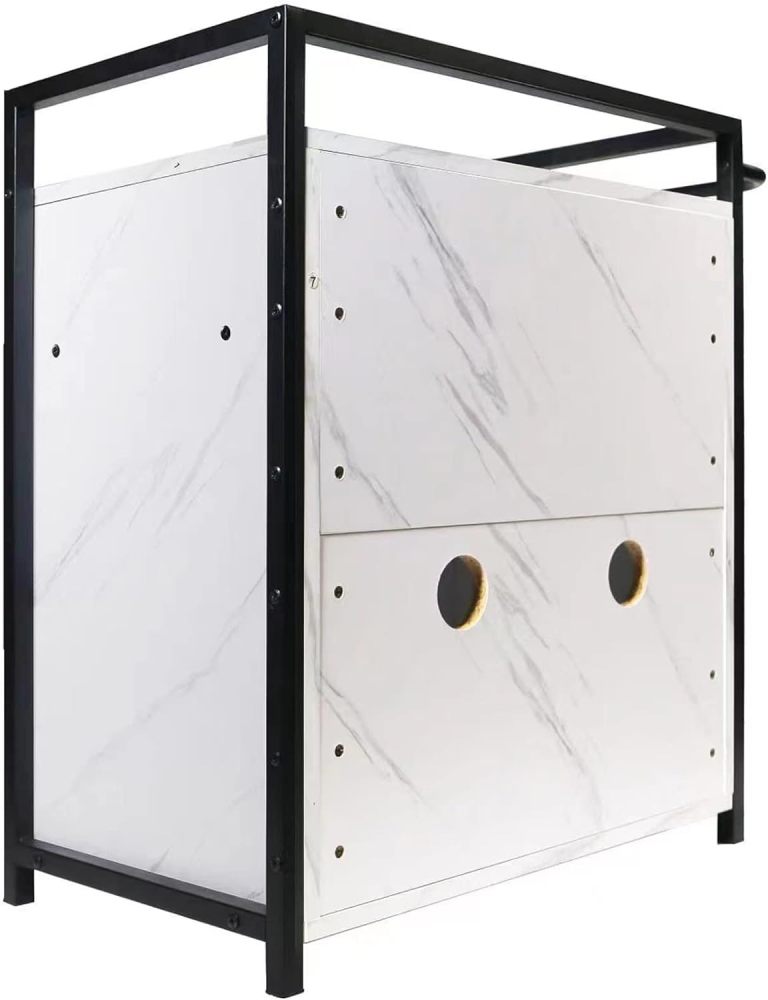 Cat House & Side Table -Home Decorative Cat Home Nightstand - Indoor Pet Crate - Litter Box Enclosure - Funiture Hidden Pet Box - Cats Furniture Cabinet - Kitty Washroom
