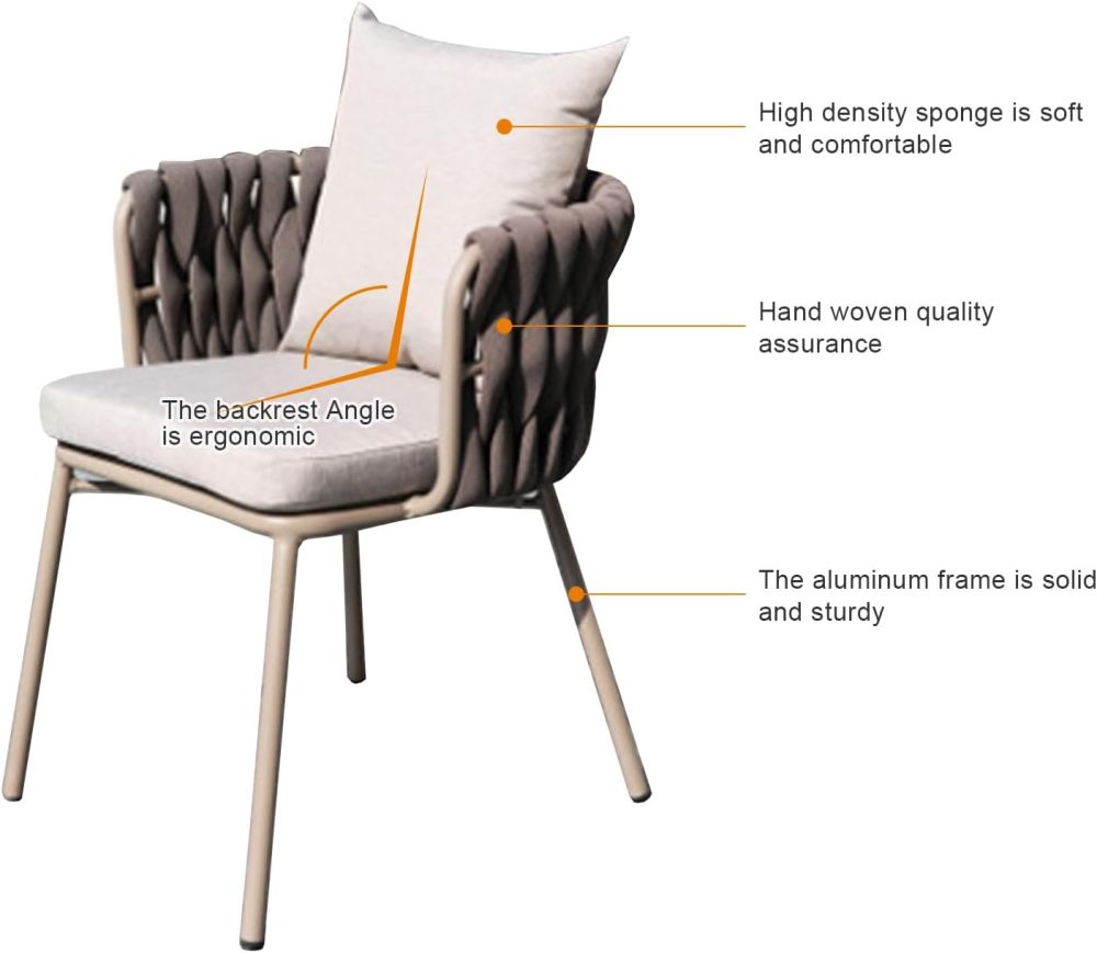 godohome Elegant 2-Person Outdoor Dining Set: Contemporary Aluminum Table with Refined Chairs - Ideal for Patio, Balcony & Garden Spaces
