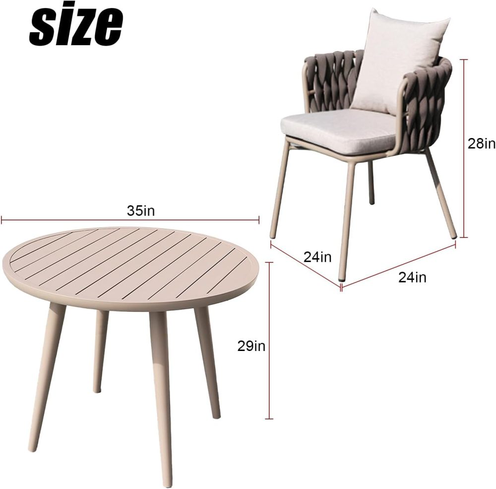 godohome Elegant 2-Person Outdoor Dining Set: Contemporary Aluminum Table with Refined Chairs - Ideal for Patio, Balcony & Garden Spaces