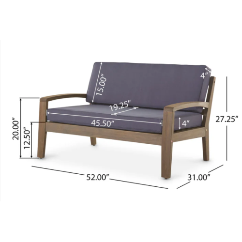 GRENADA LOVE SEAT + COFFEE TABLE + RED CUSHION