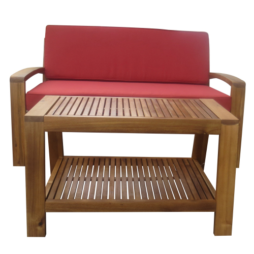 GRENADA LOVE SEAT + COFFEE TABLE + RED CUSHION