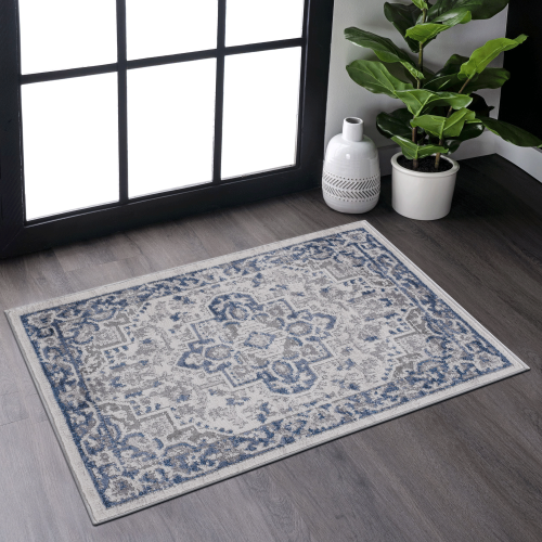 Collection 2X3 Blue/Grey/Oriental Non-Shedding Living Room Bedroom Dining Home Office Stylish and Stain Resistant Area Rug