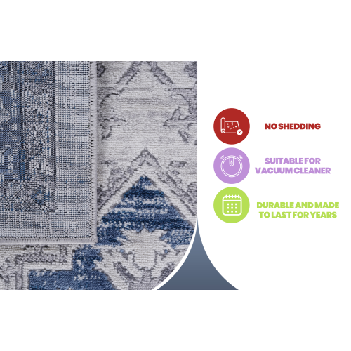 Collection 2X3 Blue/Grey/Oriental Non-Shedding Living Room Bedroom Dining Home Office Stylish and Stain Resistant Area Rug