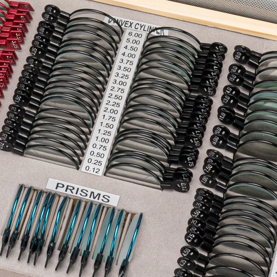 Hot Sale Optical 266 pieces Ophthalmic Trial Lens Set with Aluminum Box and Color lMetal Frame Rings for Optometry Used