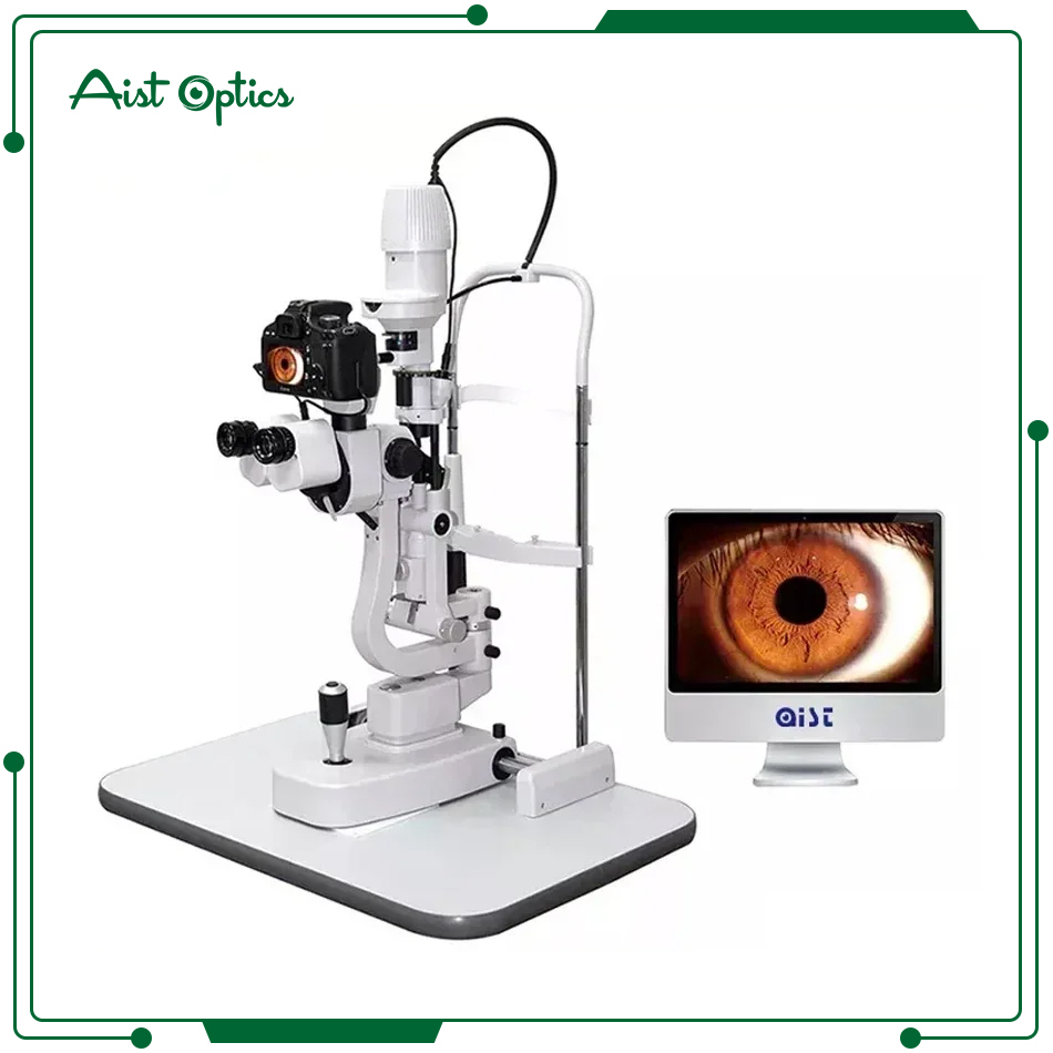 2024 Professional Galilean Magnification Optical 5 Steps LED Slit Lamp Digital Adapter Beam Splitter Ophthalmic Microscope